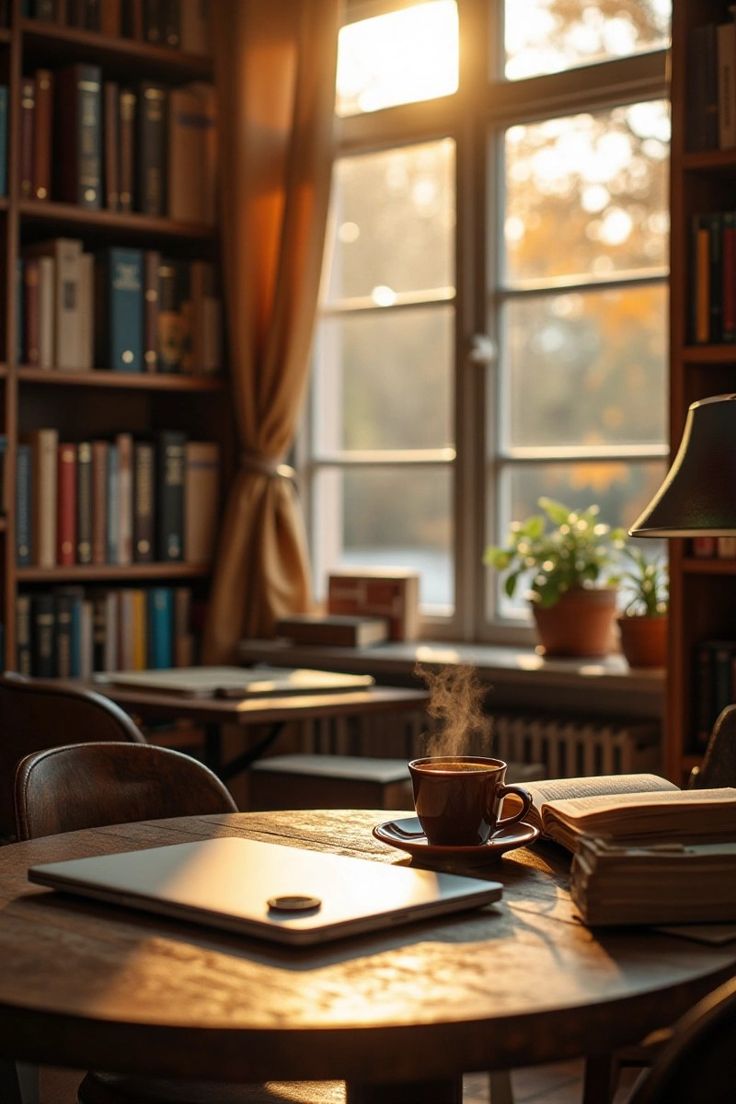 Cozy Study Nook with Coffee Books_ Your Perfect Escape #cozycorner #studyvibes #booklov